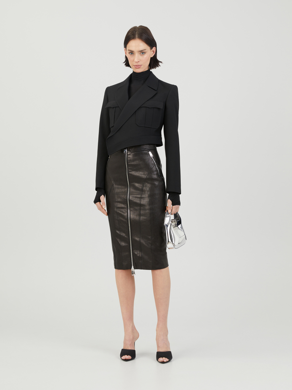 Asymmetrischer Wollblazer Schwarz