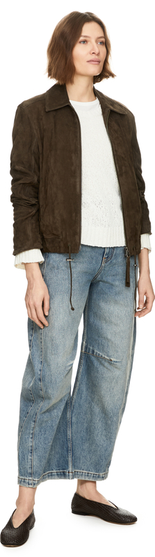 Lederjacke in Olivgrün