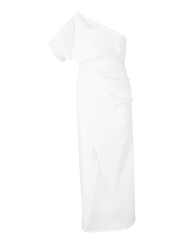 One-Shoulder-Kleid 'Ellin' aus Leinen Weiß