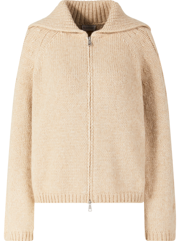 Beige alpaca-blend cardigan