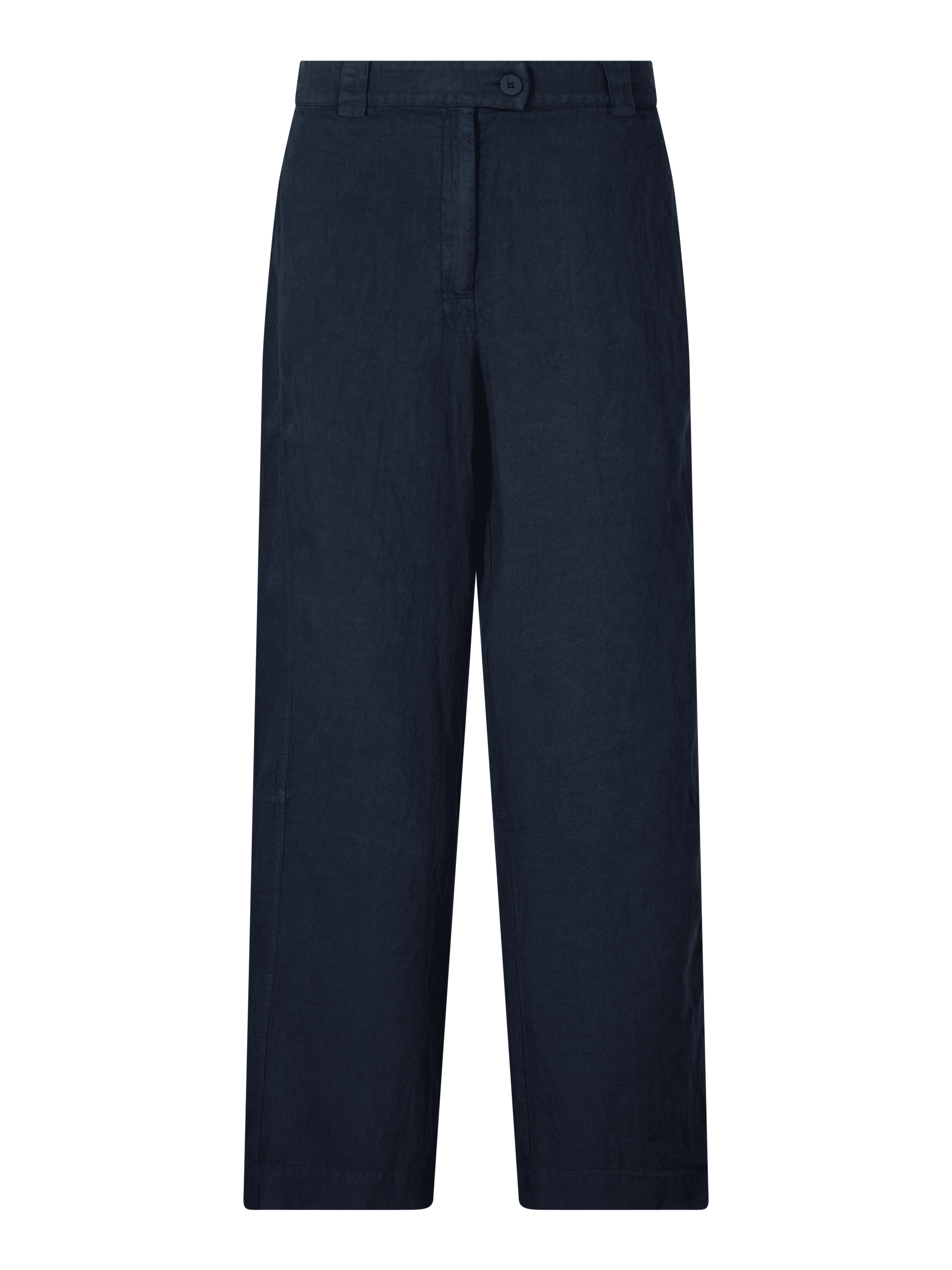 Weite Leinenhose mit Fischgrätmuster Marineblau