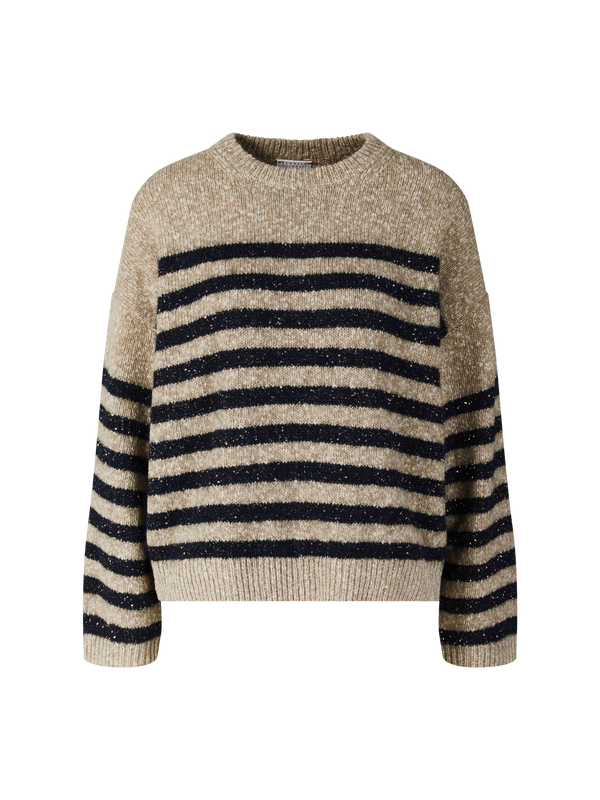 Lammwoll-Cashmere-Pullover mit Pailletten Beige