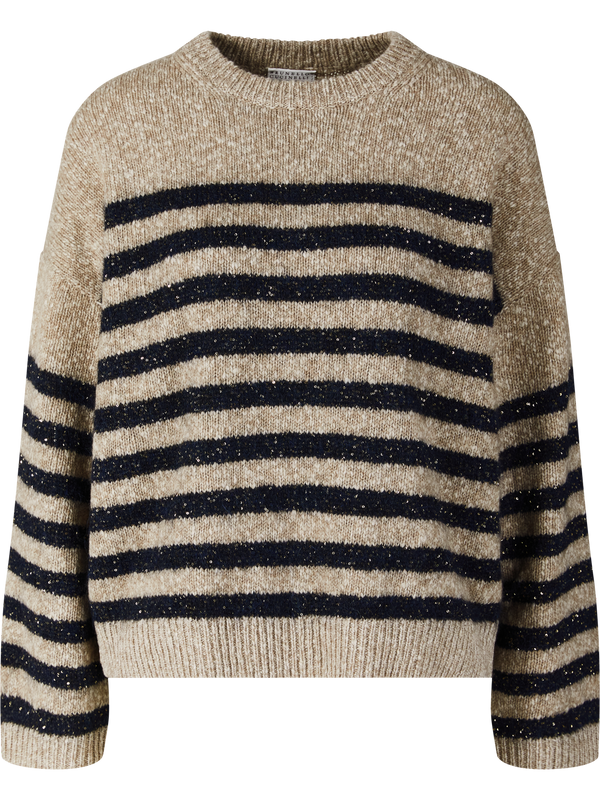 Lammwoll-Cashmere-Pullover mit Pailletten Beige