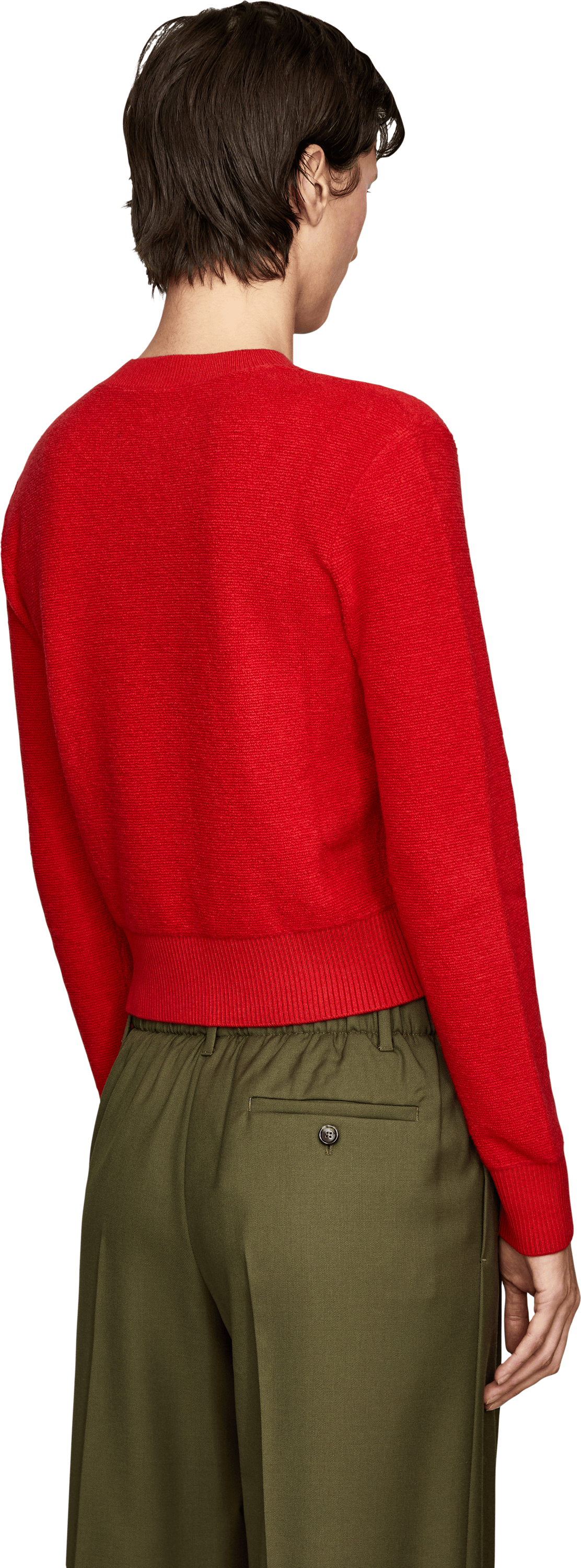 LOEWE Wool jumper with hand-embroidered LOEWE logo red, Back view – UNGER.DE