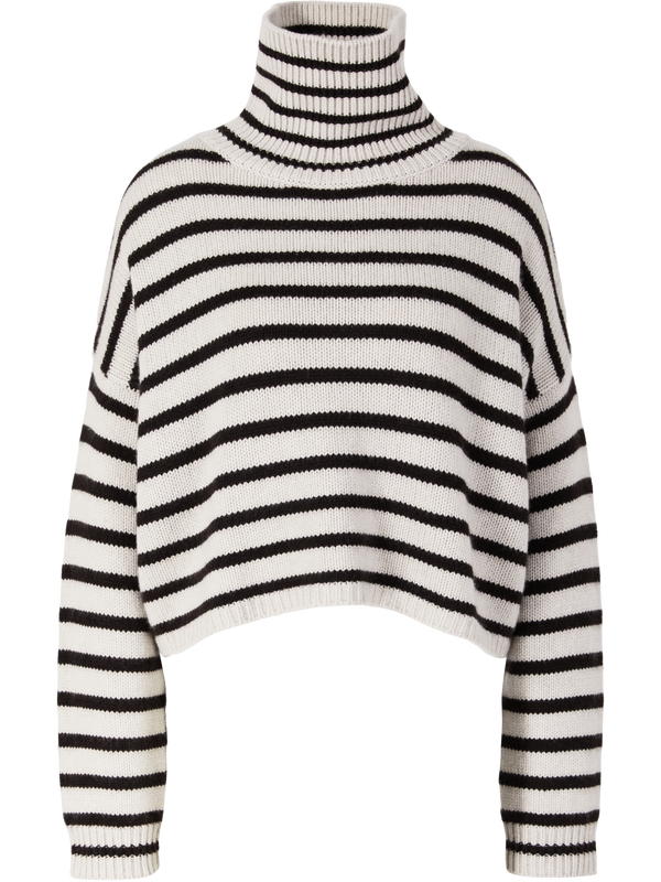 Gestreifter Cashmere-Pullover 'Zerlina' mit Rollkragen Oyster