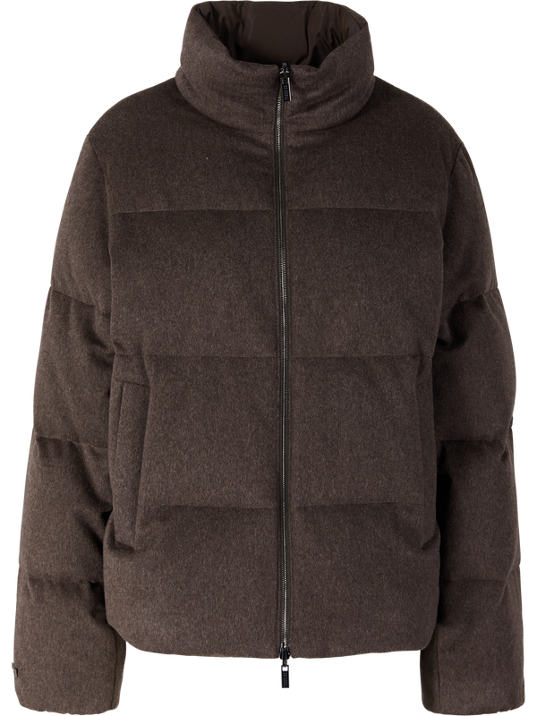 Daunenjacke aus Schurwolle und Cashmere Braun