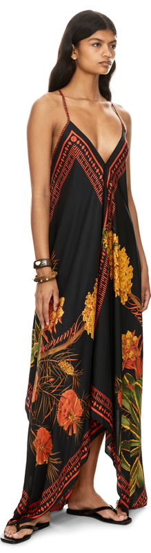 Langes bedrucktes Twillkleid Multi