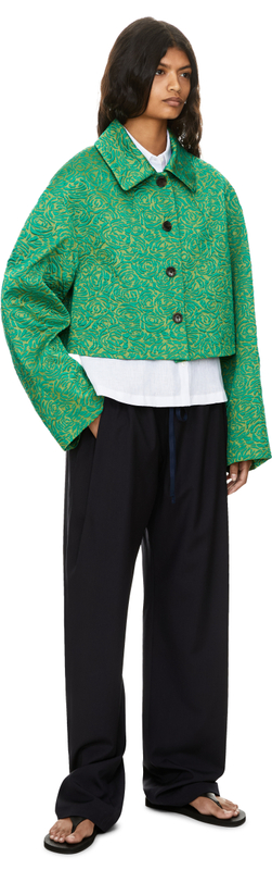 Cropped Jacquard-Blousonjacke 'Vondero' Grün