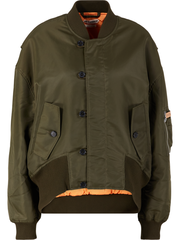 Oversized 'Tipped Hem' bomber jacket, khaki
