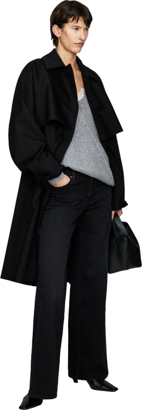 Oversize-Mantel aus Wolle Schwarz