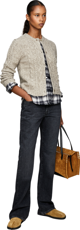 Alpaca-wool cardigan with cable knit pattern beige