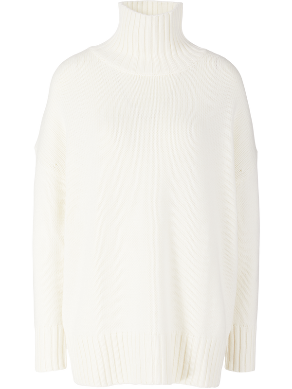 Oversized wool-cashmere roll-neck jumper white