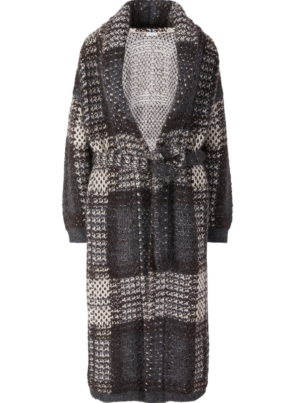 Long cardigan in Dazzling Tartan Grey
