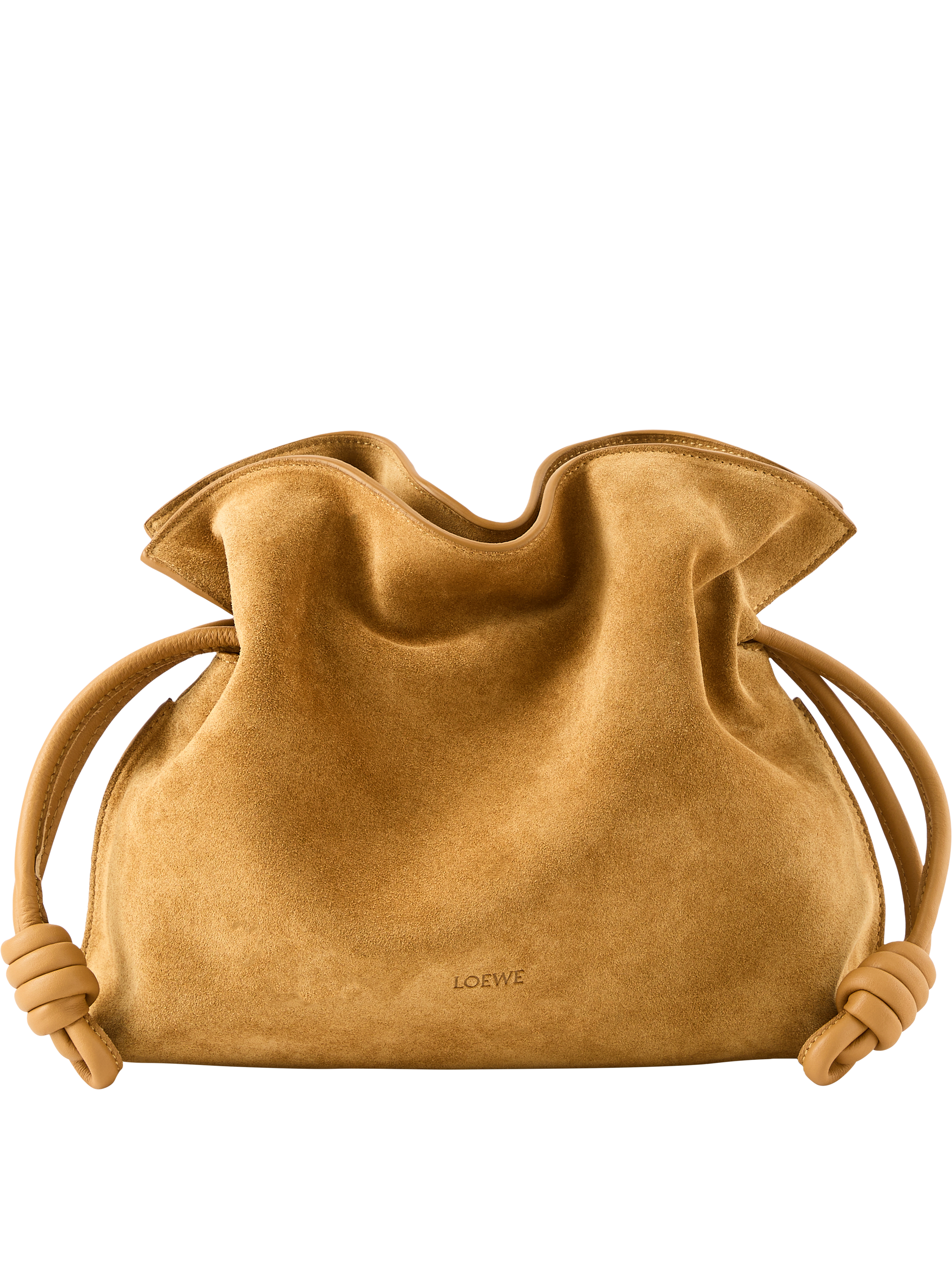 LOEWE Clutch 'Flamenco Suede Medium' Ochre, Produktansicht – UNGER.DE