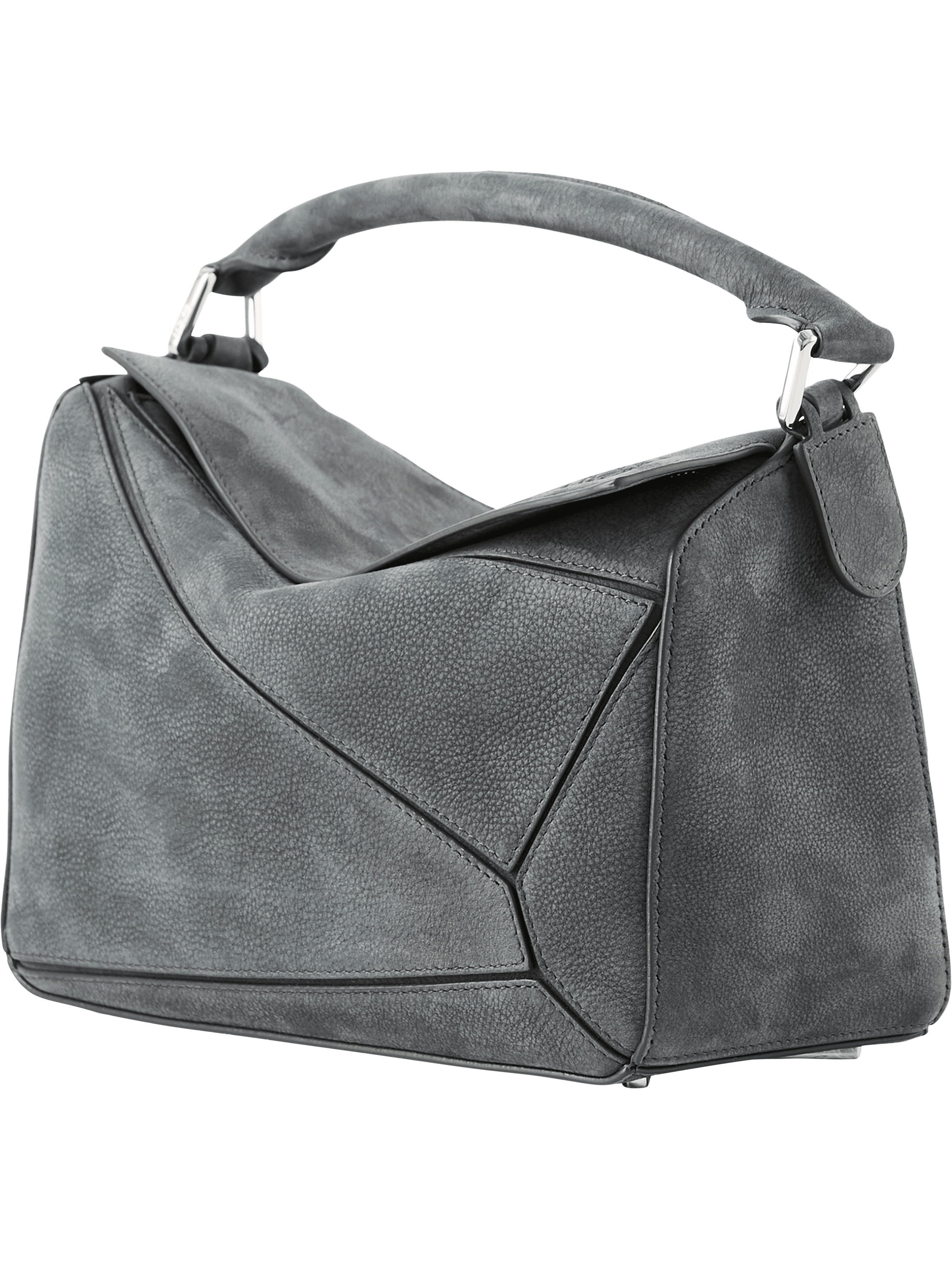 LOEWE 'Puzzle Nubuck Small' handbag, Anthracite, Front view – UNGER.DE
