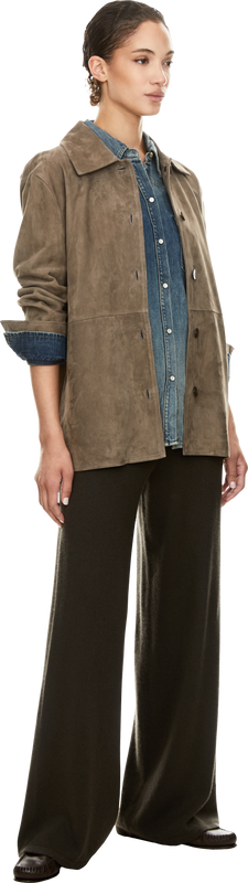 'Vicky' jacket in grey lamb suede