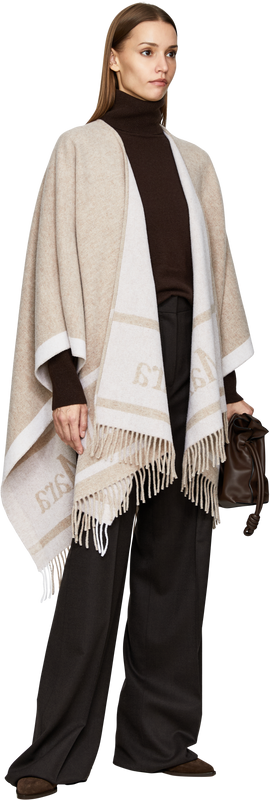 Wollponcho 'Hilde' mit Logo Beige/Crème