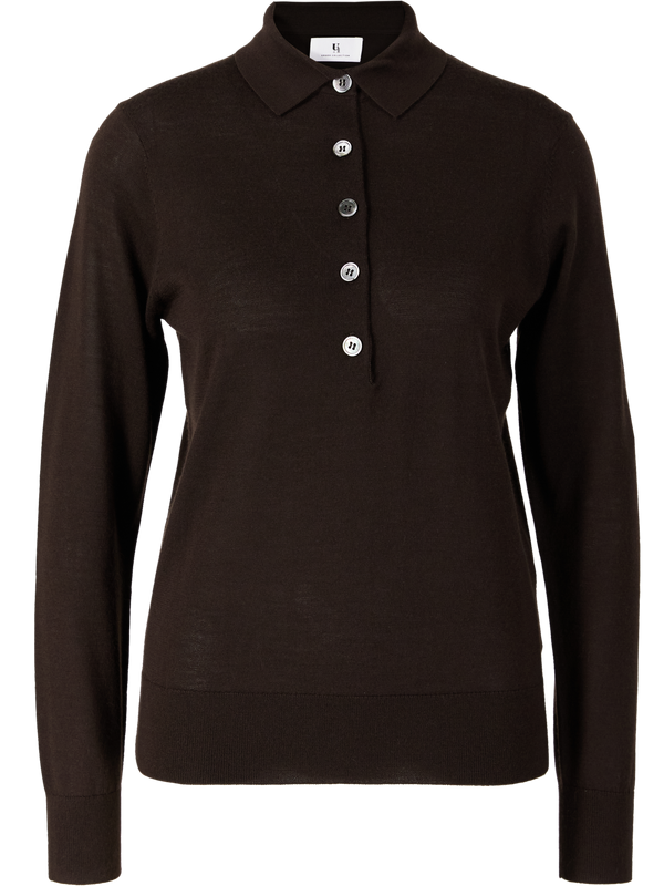 Woll-Cashmere-Seidenpolopullover in Espresso
