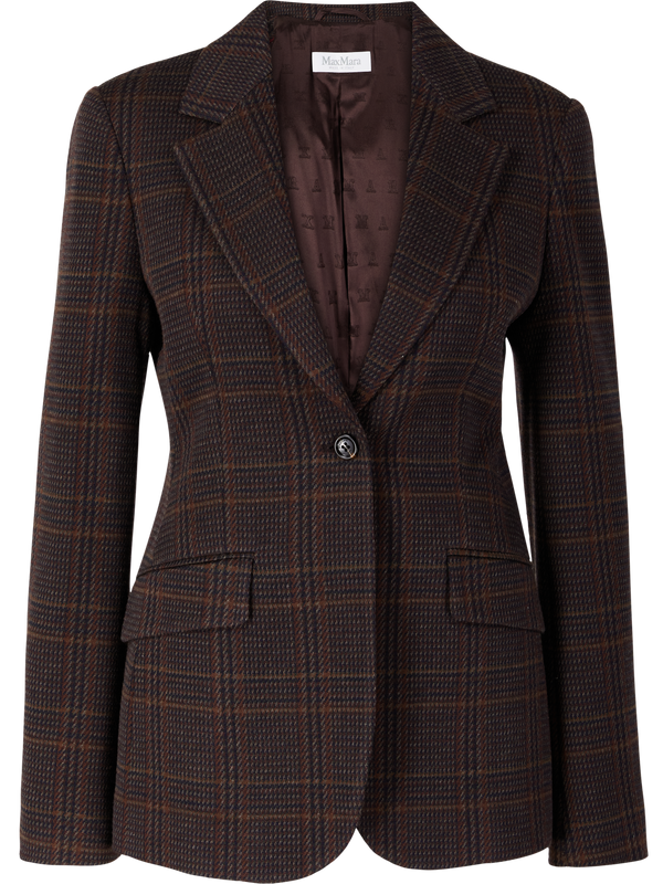 'Abate' blazer with a checked jacquard pattern brown