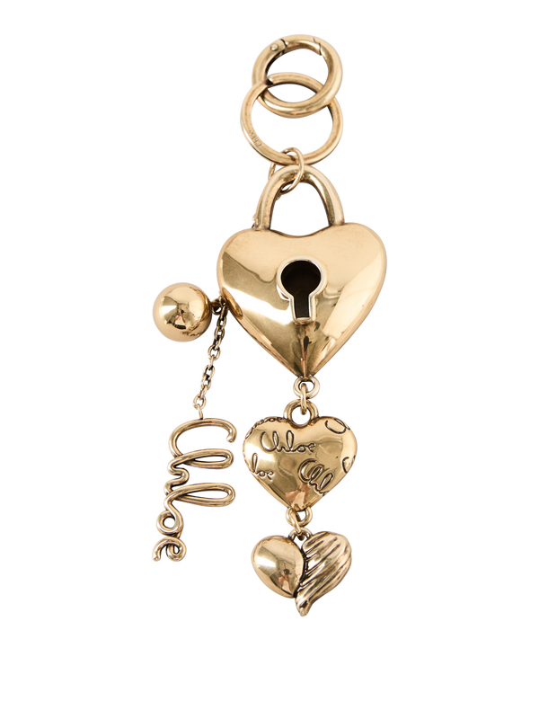 Heart-Shaped bag charm vintage gold