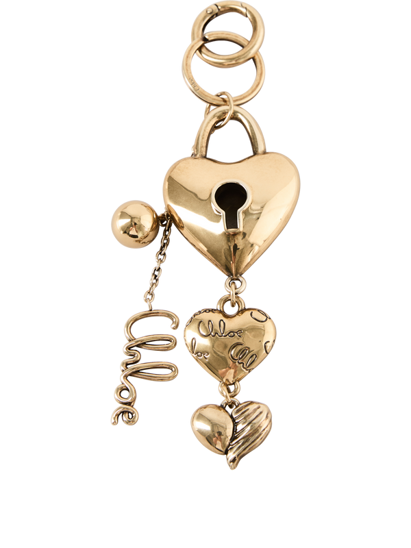 Heart-Shaped bag charm vintage gold