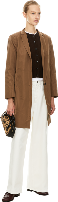 Cropped cashmere cardigan dark brown
