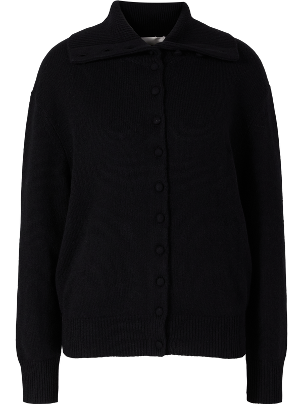 'Denie' cashmere cardigan with a roll neck – Black