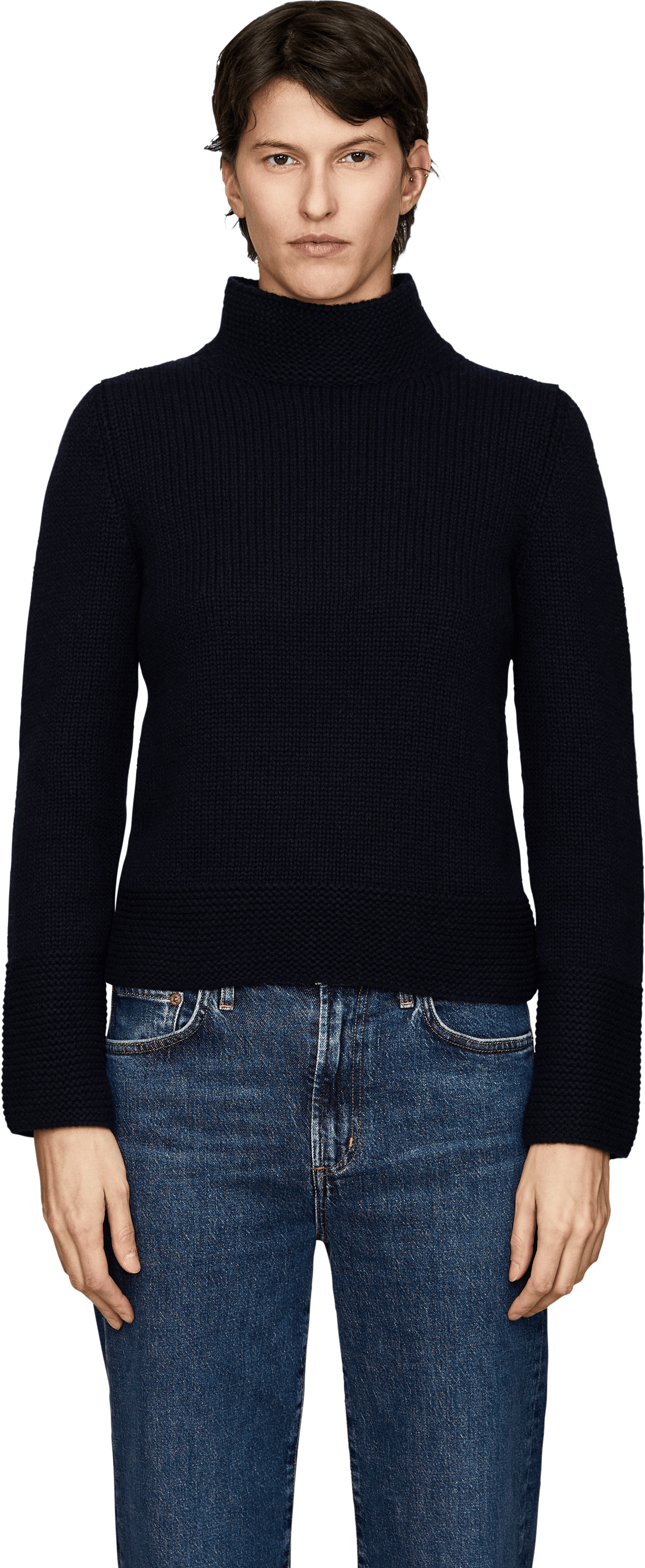 Iris von Arnim 'Paily' Navy Cashmere Jumper, Front view – UNGER.DE