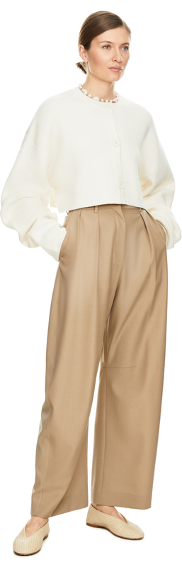 Cropped Oversize Strickjacke Crème