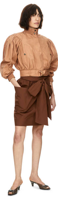 Bleistiftrock aus Baumwollpopeline Braun