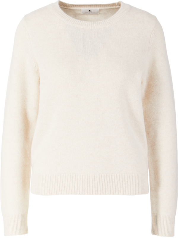 Cashmere jumper with a round neckline, Vanilla