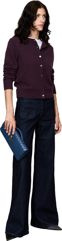 Cropped Cashmere-Strickjacke Blackberry