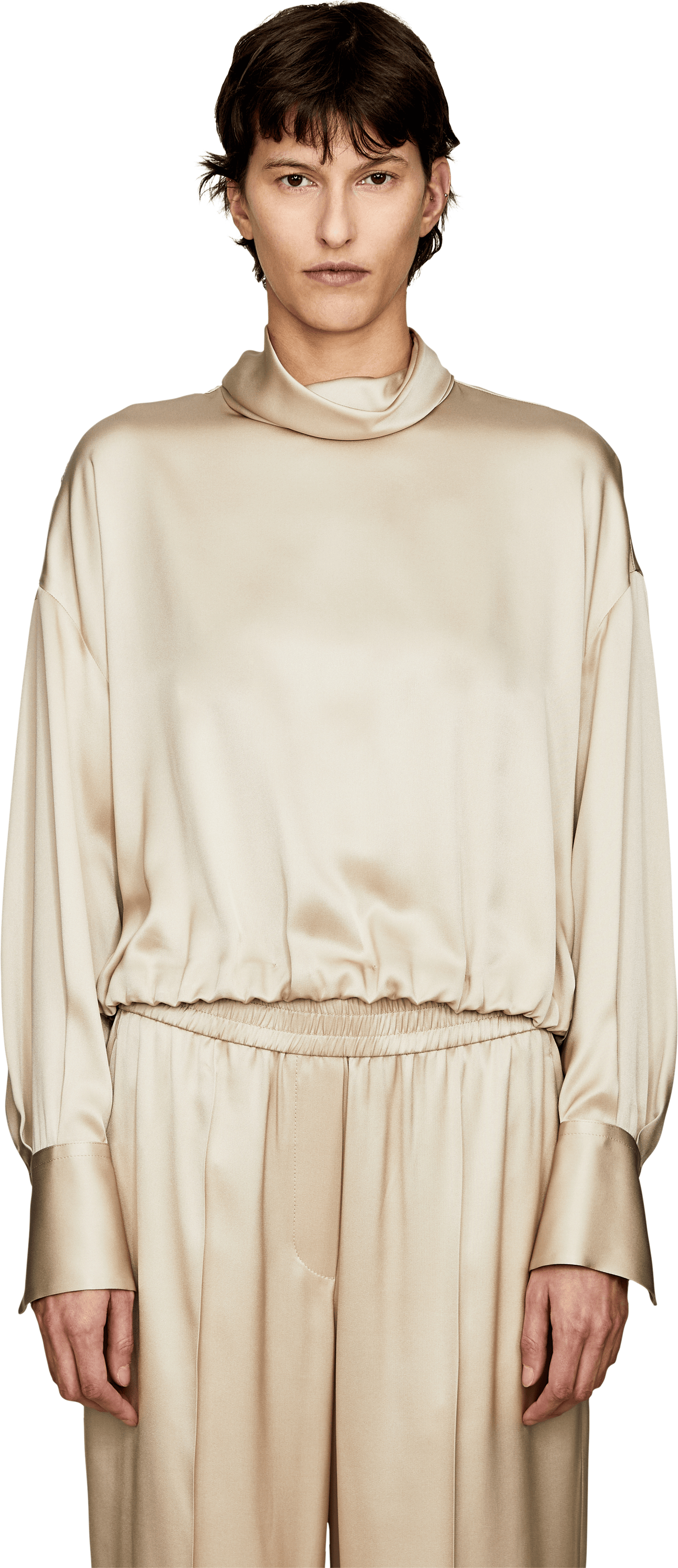 Brunello Cucinelli Cream silk blouse, Front view – UNGER.DE