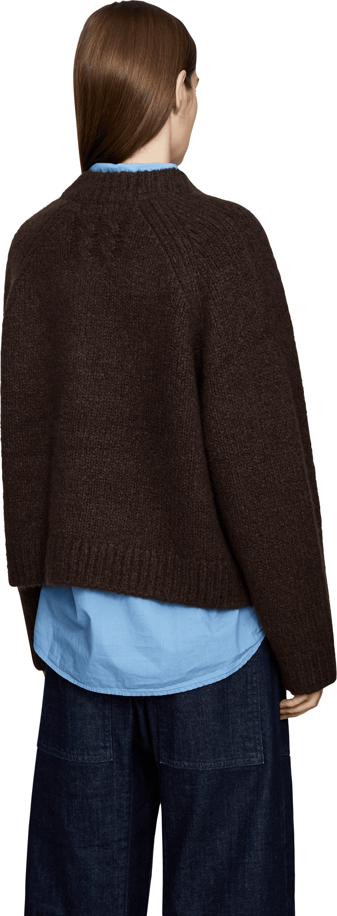 NILI LOTAN Cashmere-Seidenpullover 'Isley' Dunkelbraun, Rückansicht – UNGER.DE