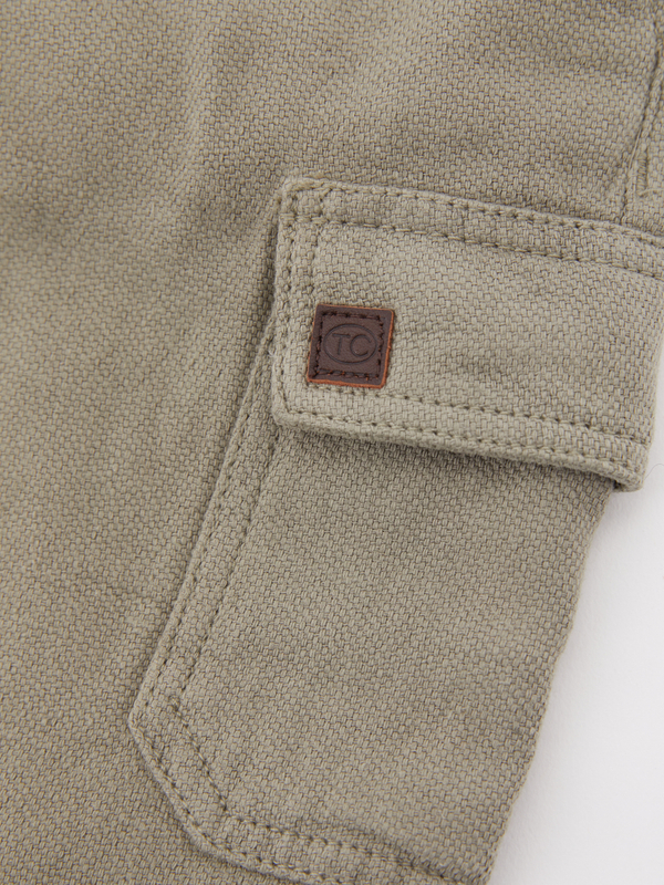 Cotton linen shorts khaki