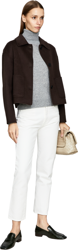 Cashmere-Pullover mit Rollkragen und Puffärmeln Grau