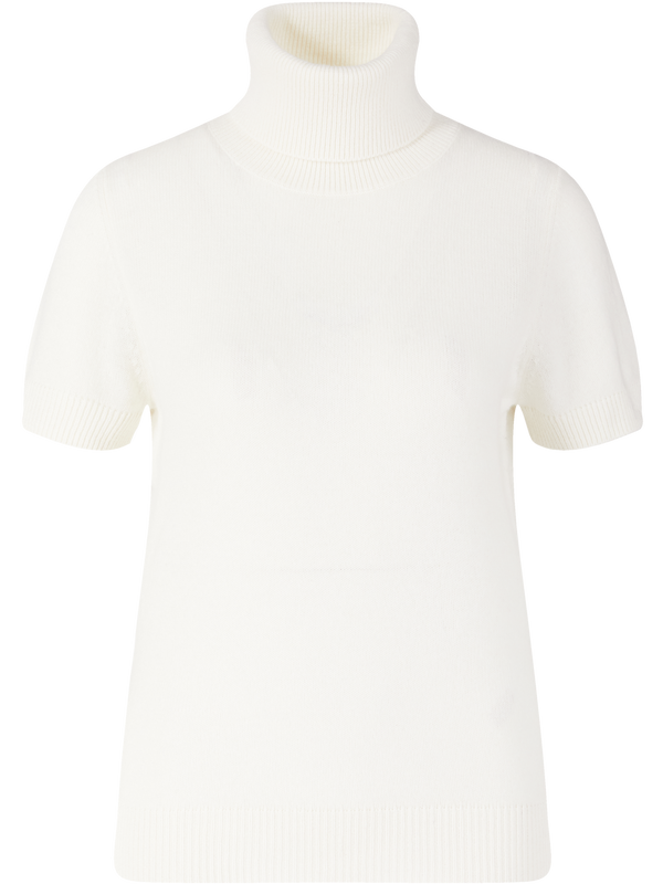 Short-sleeved cashmere roll-neck jumper white