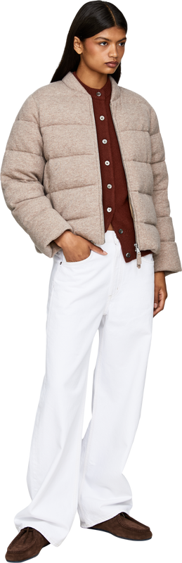 Cashmere-Jacke mit Daunenfüllung Beige