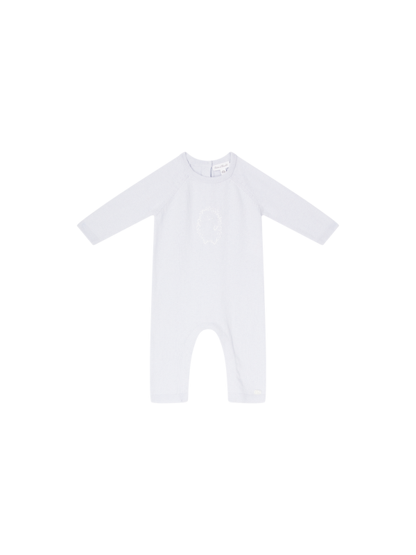 Woll-Cashmere-Strampler mit Stickerei Hellblau