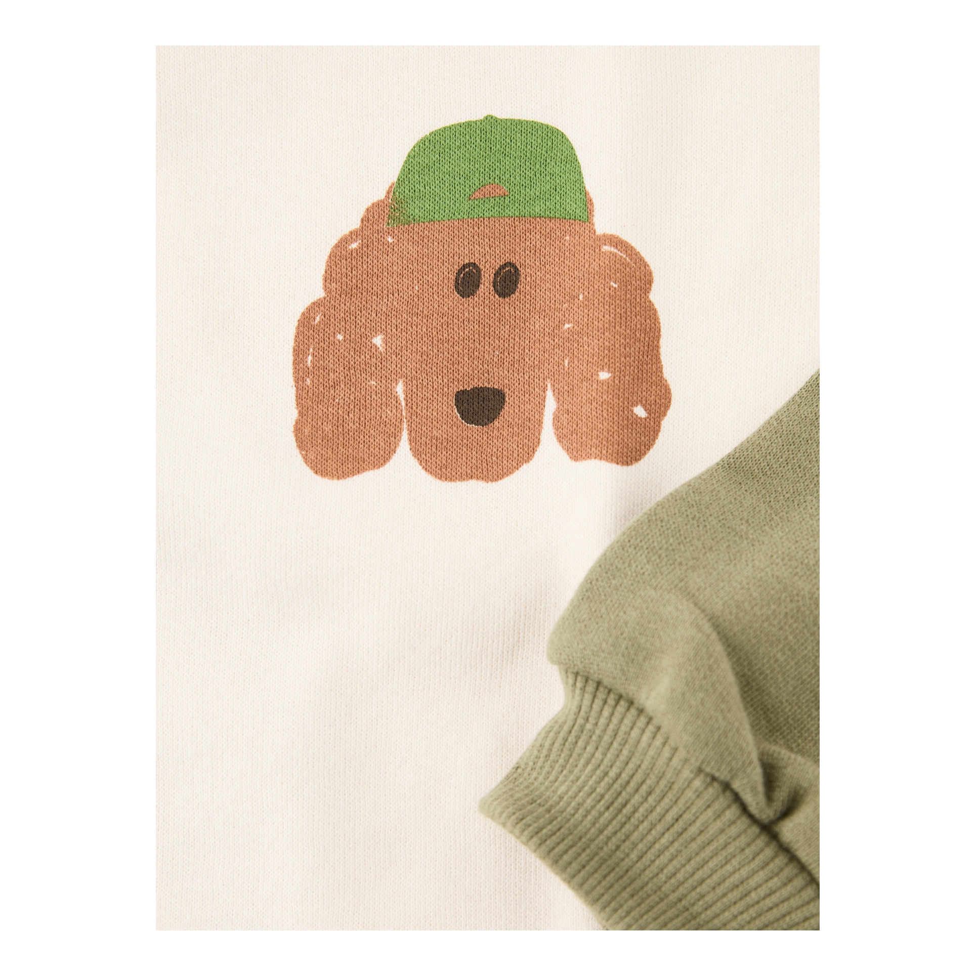 Emile et Ida Two-tone sweatshirt with dog motif cream, Front view – UNGER.DE