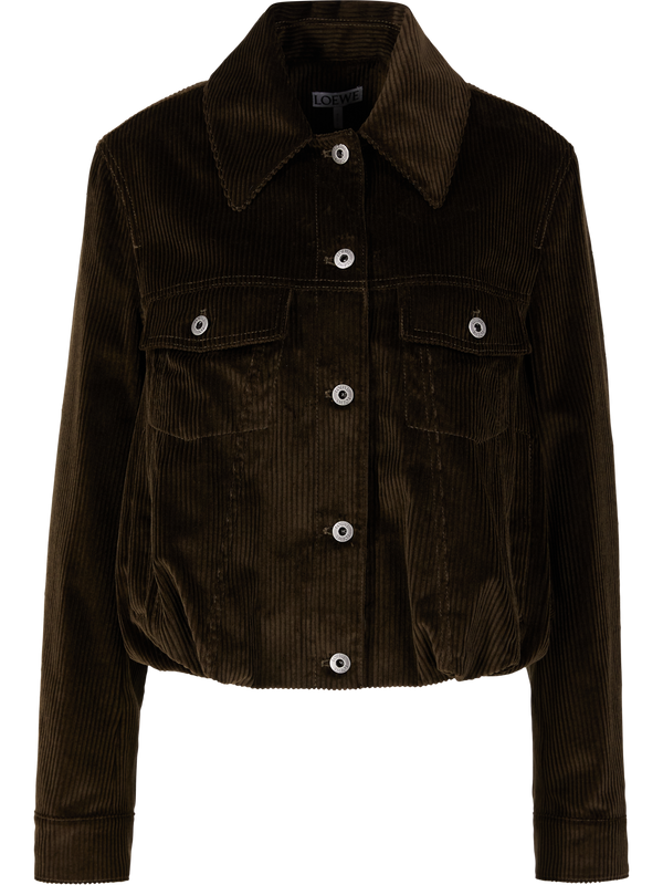 Cropped Cordjacke Dunkelbraun
