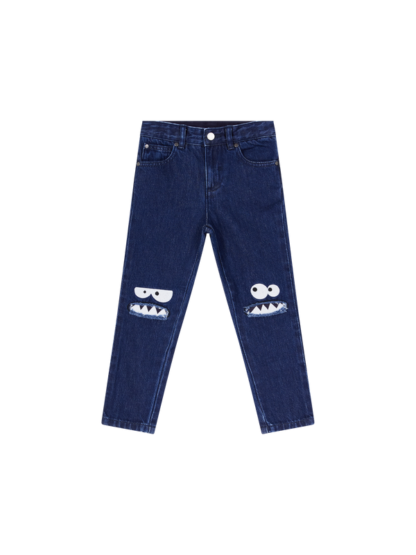 Jeans mit Monster Grafik Dunkelblau
