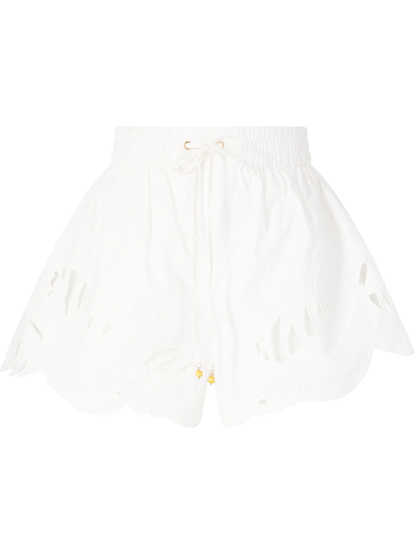 'Mahon' Embroidered Shorts – White
