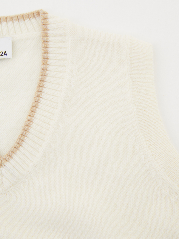 Wollpullunder mit V-Ausschnitt Crème