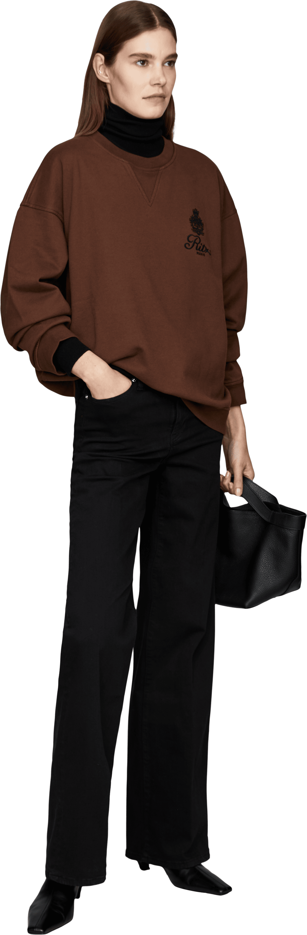 Frame Sweatshirt 'Frame x Ritz Paris' Unisex Braun, Modelansicht – UNGER.DE