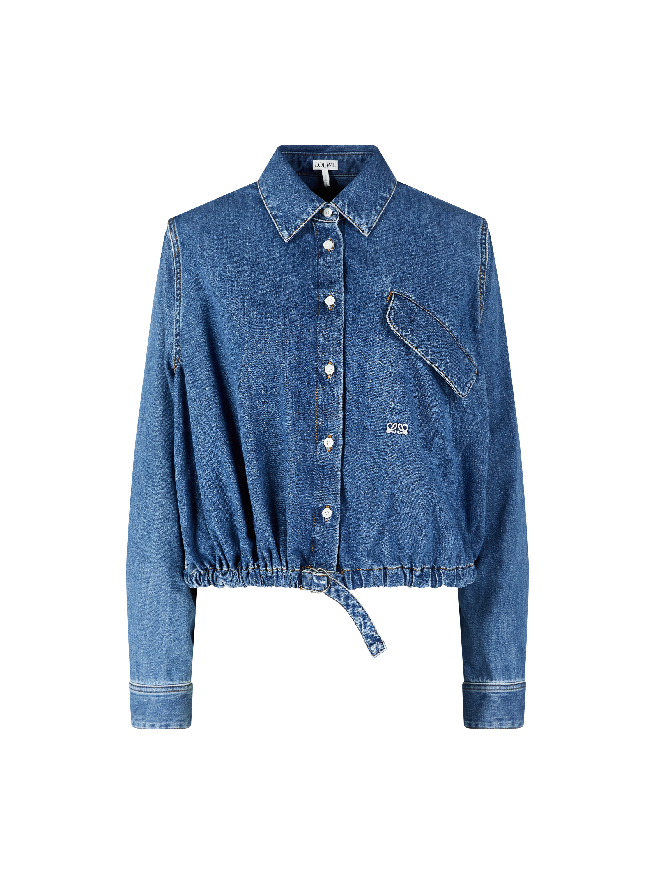 Jeansjacke 'Belted' mit Doppel-L Stickerei Blau