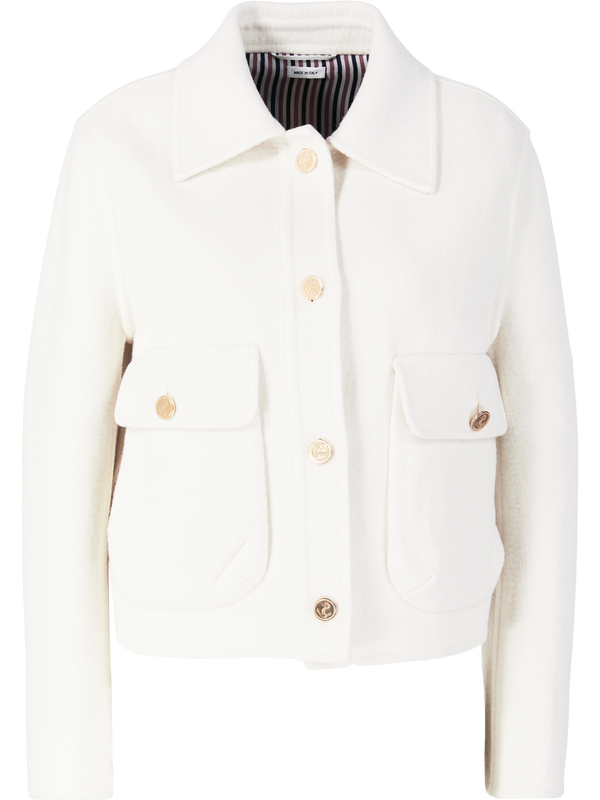 Woll-Cashmere-Jacke mit Glockenärmel Crème 