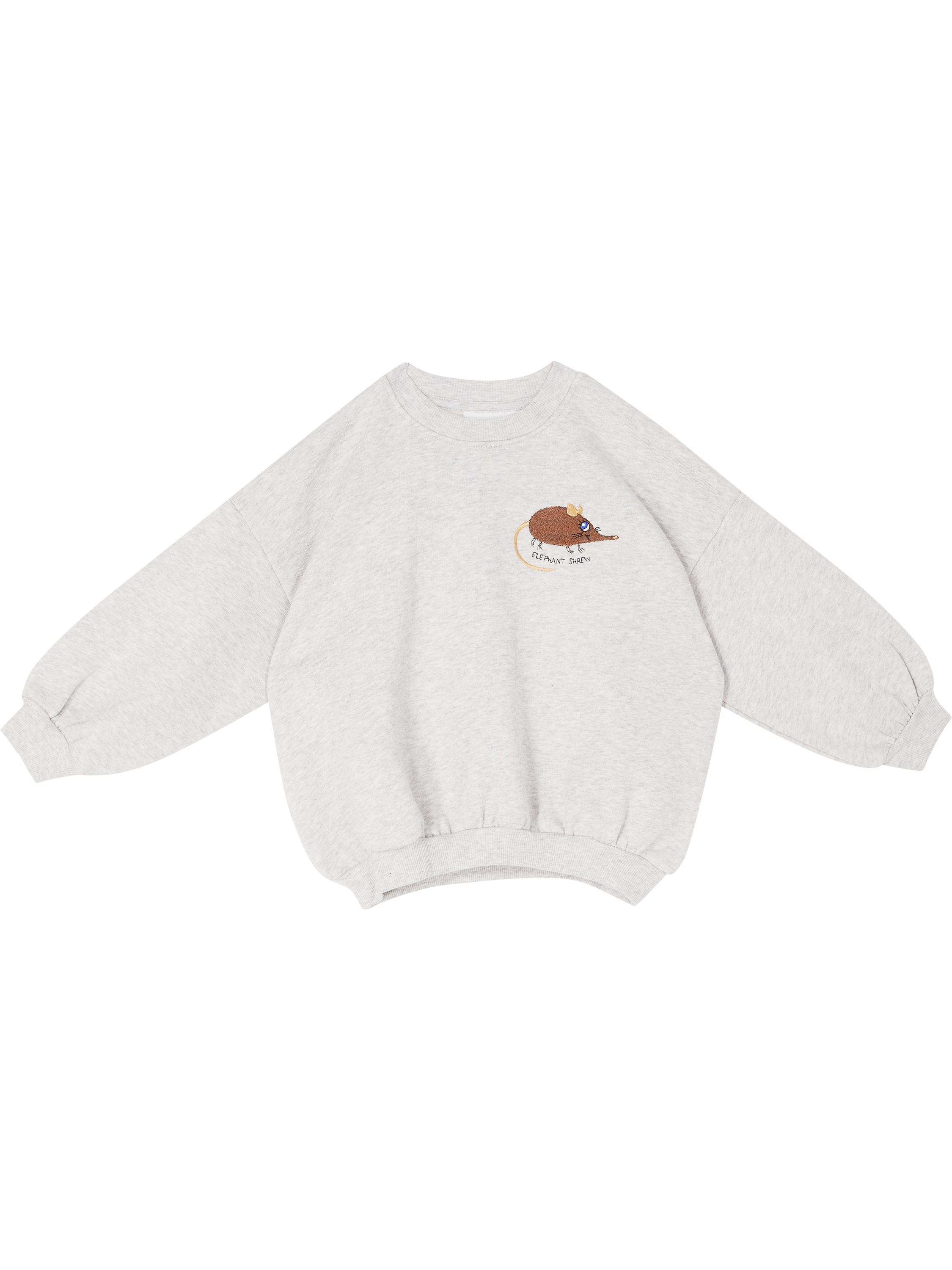 Mini Rodini Besticktes Sweatshirt 'Elephant shrew' Grau, Produktansicht – UNGER.DE