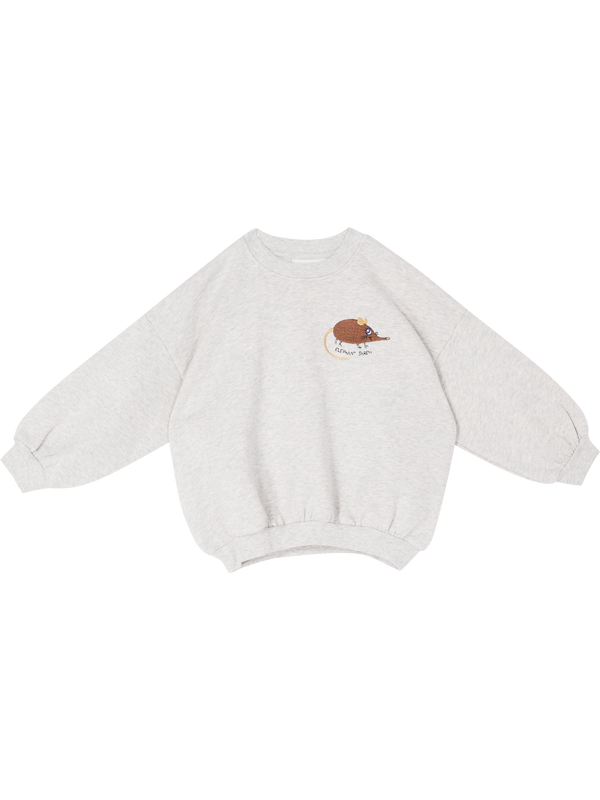 Besticktes Sweatshirt 'Elephant shrew' Grau
