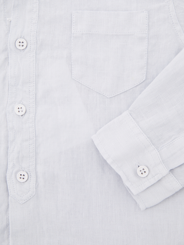 Leinenhemd mit Brusttasche Hellblau